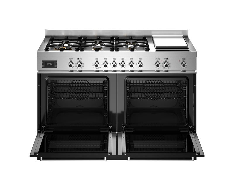 Bertazzoni PRO126G2ENET2 120 cm 6-burner + griddle, Electric Double Oven Professional Series- Black