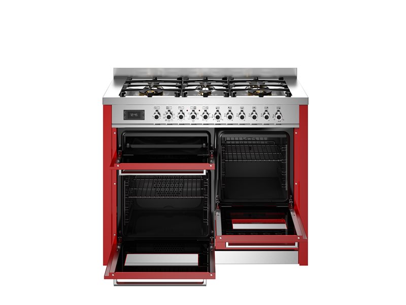 Bertazzoni PRO116L3EROT2 110 cm 6-burner electric triple oven Professional Series-Red