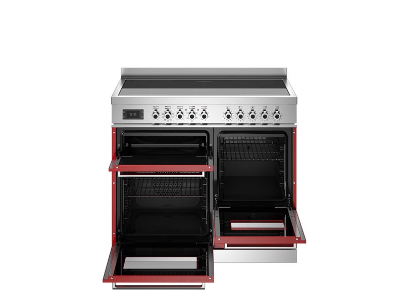 Bertazzoni PRO105I3EROT2 100 cm induction top electric triple oven Professional Series- Red