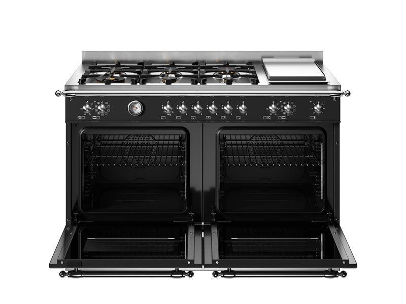 Bertazzoni HER126G2ENET2 120 cm 6-burner+griddle, electric double oven Heritage Series-Black