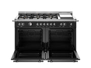 Bertazzoni HER126G2ENET2 120 cm 6-burner+griddle, electric double oven Heritage Series-Black