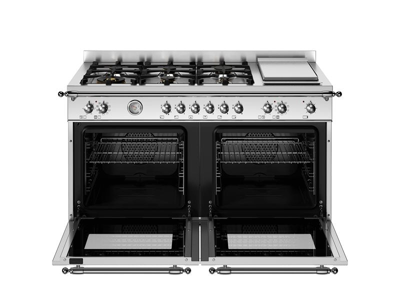 Bertazzoni HER126G2EXT2 120 cm 6-burner+griddle, electric double oven Heritage Series-Stainless Steel