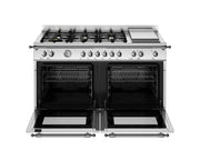 Bertazzoni HER126G2EXT2 120 cm 6-burner+griddle, electric double oven Heritage Series-Stainless Steel