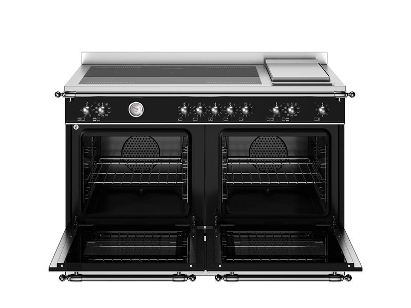 Bertazzoni HER125I2ENET2 120 cm induction top + griddle, electric double oven Heritage Series-Black