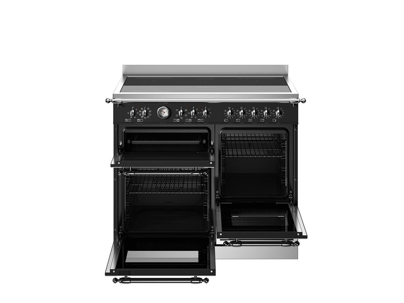 Bertazzoni HER105I3ENET2 100 cm induction top, electric triple oven Heritage Series- Black