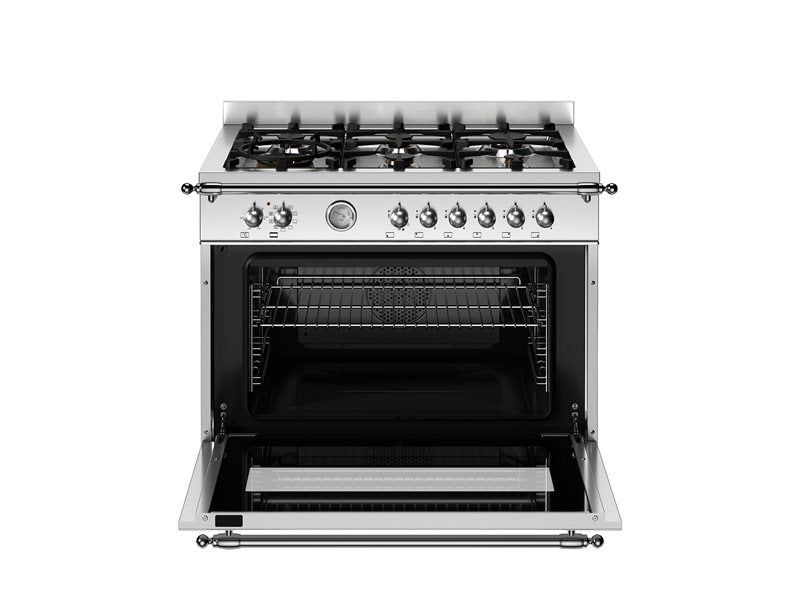 Bertazzoni HER96L1EXT2 90 cm 6-Burner, Electric Oven Heritage Series-Stainless Steel