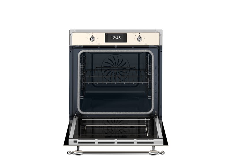 Bertazzonni FHER6117CTAX3 60cm Electric Pyro Built-in Oven, TFT display, total steam Heritage Series-Ivory & Chrome