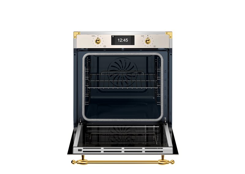 Bertazzonni FHER6117CTAG3 60cm Electric Pyro Built-in Oven, TFT display, total steam Heritage Series-Ivory & Gold