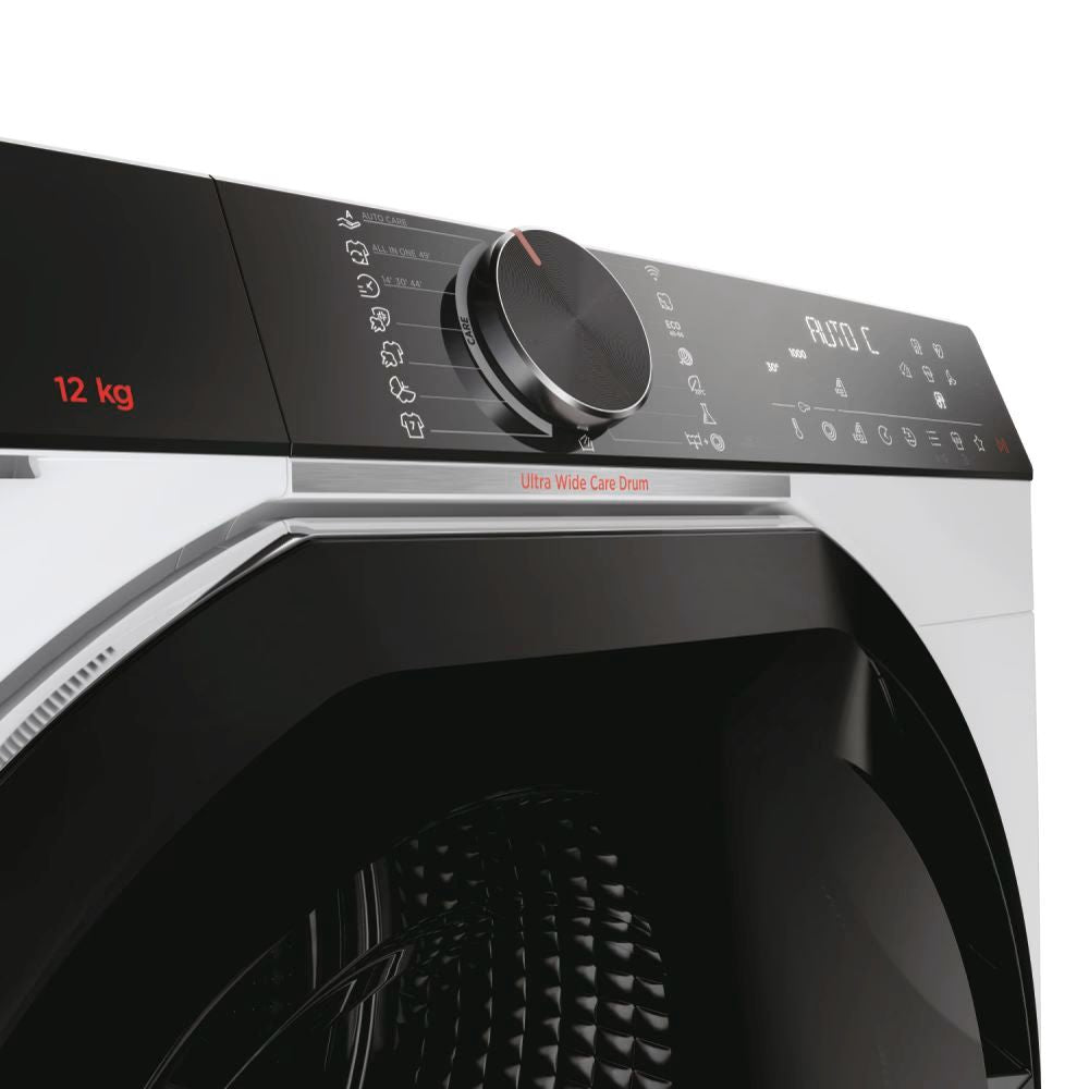 Clearance Hoover H7W412MBC-80 Freestanding 12kg 1400rpm Washing Machine-White with Black door