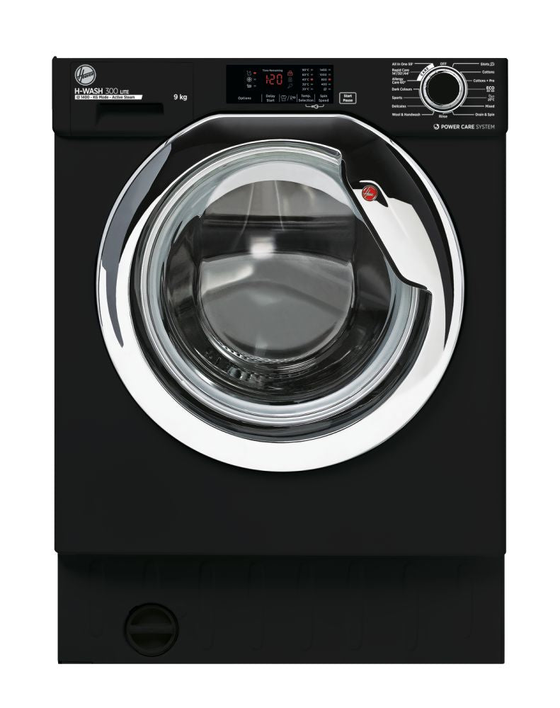 Hoover HBWS 49D3ACBE-80 Intergrated Washing Machine 9kg, 1400rpm, black & chrome