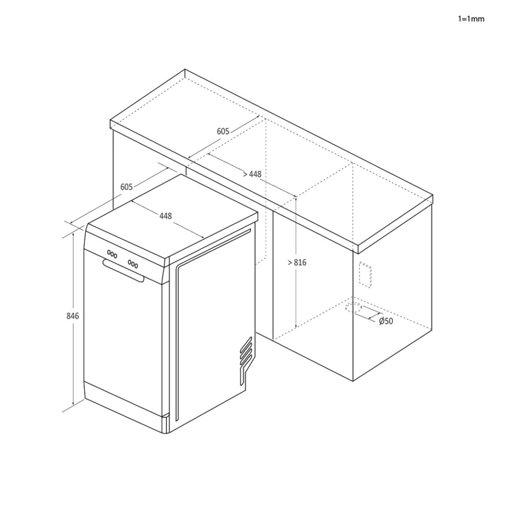 Clearance Hoover HDPH 2D1049B-80 Freestanding 10 Place Setting Dishwasher-Black
