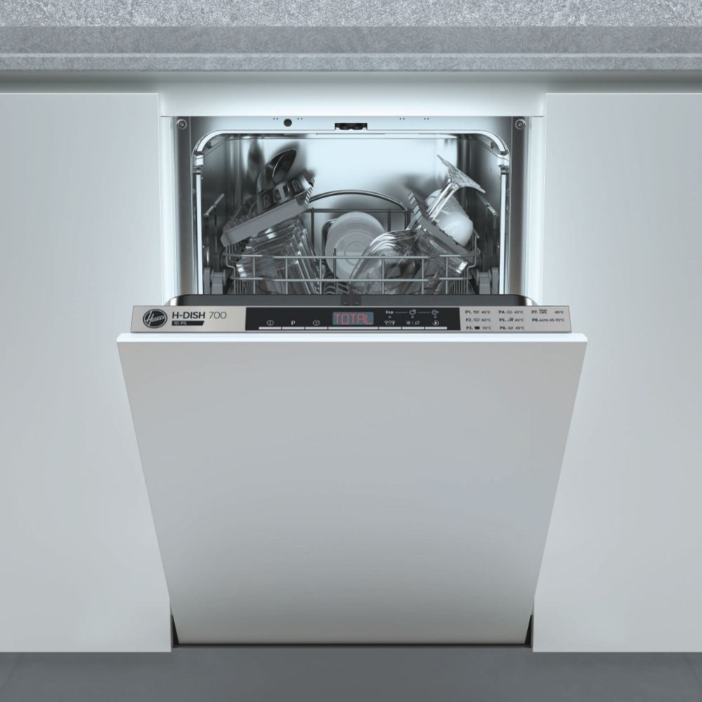 Hoover HDIH 2T1047-80 45cm SlimLine Dishwasher, 10 place settings, E energy, 47dB, Black LED Touch interface