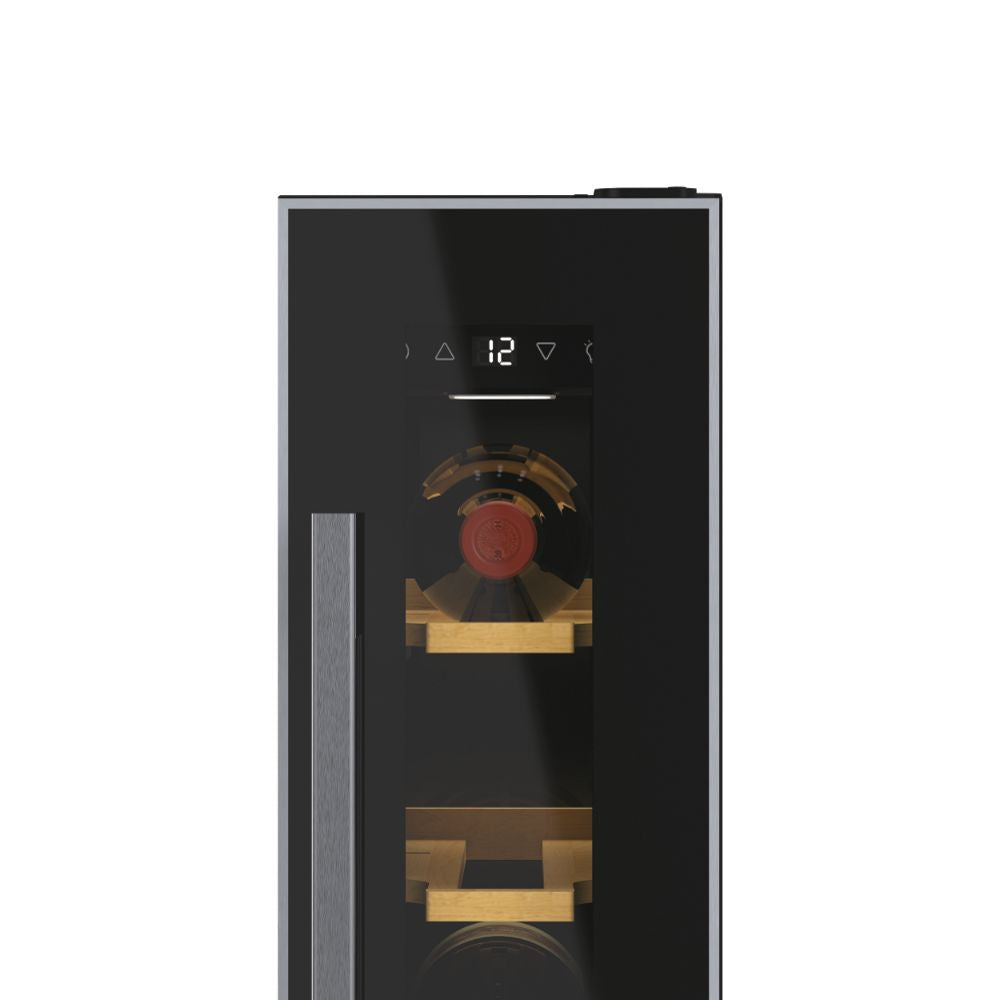 Hoover HWCB 15 UK/1 15 cm wine cooler, 7 bottles, Black with slim Stainless Steel Frame