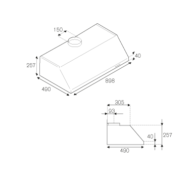Bertazzoni KU90PRO1XA 90 Undermount Hood 1 Motor Professional Series-Stainless Steel