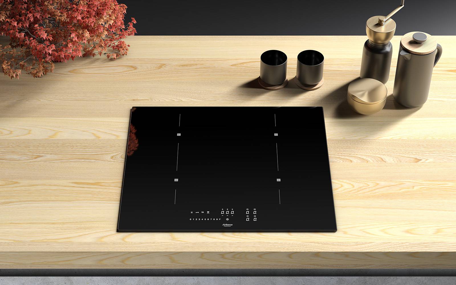 Airforce Smart 60cm Induction Hob with touch control slider & 2 bridgable zones