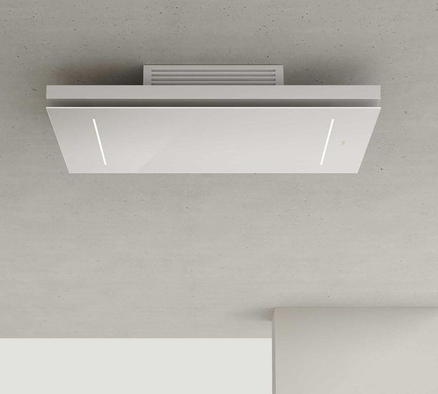 Airforce F207 EASYFIT 100cm Ceiling Mounted Filtering Cooker Hood with Remote Control in Complete White Steel & Glass Finish