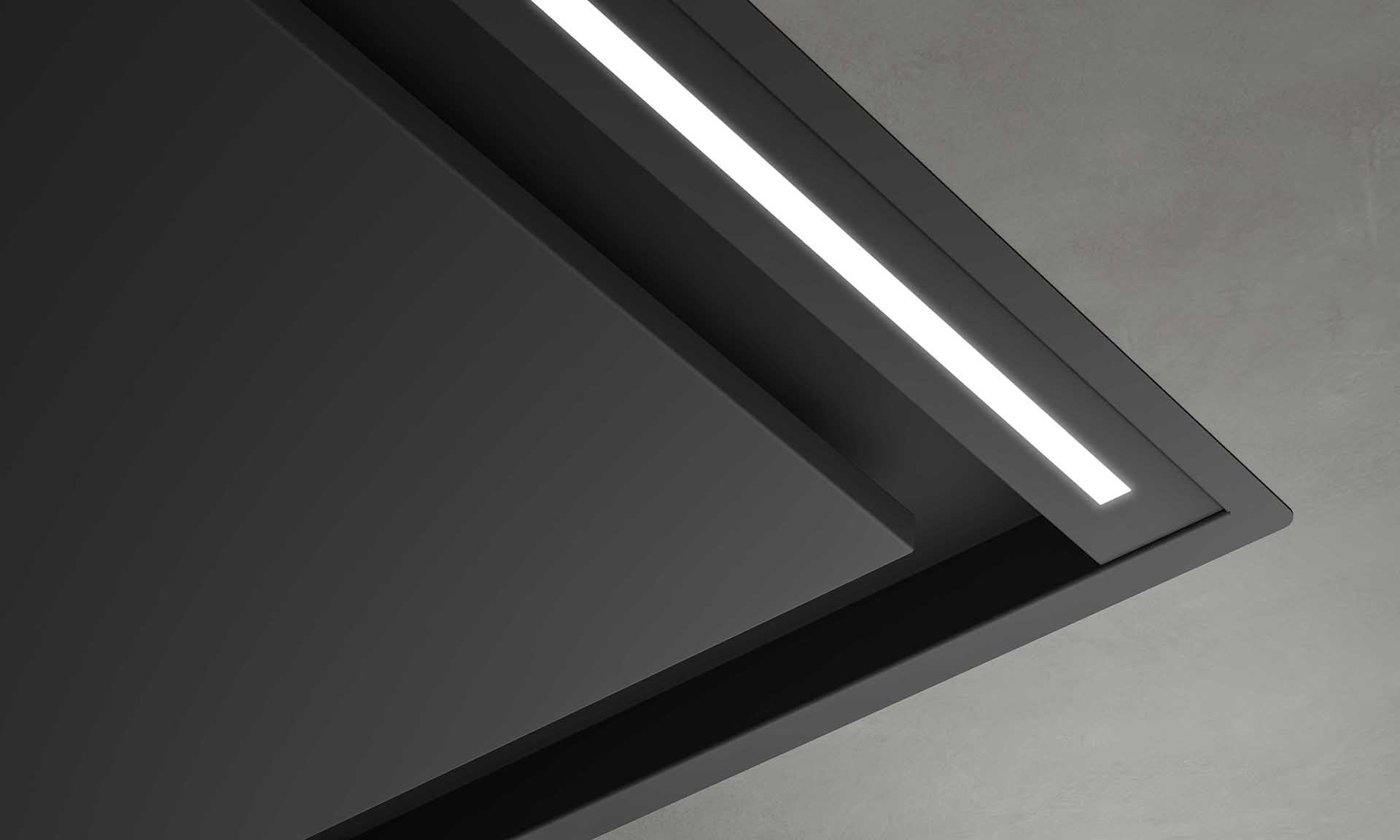 Airforce SILHOUETTE EASY UP Standard Motor 100cm Ceiling Mounted Cooker Hood with Remote Control in Black Steel Finish