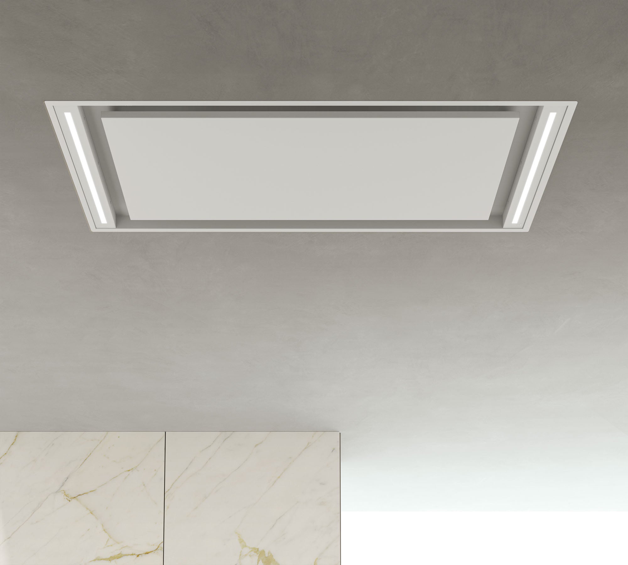 Airforce SILHOUETTE EASY UP Standard Motor 100cm Ceiling Mounted Cooker Hood with Remote Control in White Steel Finish