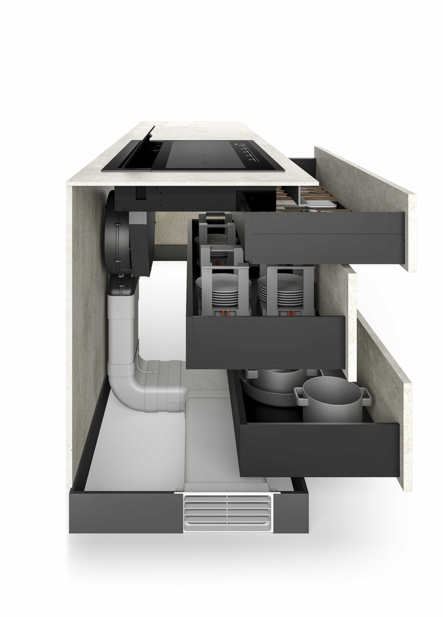 Airforce Visio Plus Petra 90cm Matte Black Induction Hob with Rear Venting, Vertical Motor & Externally Ducted 5 Year Warranty
