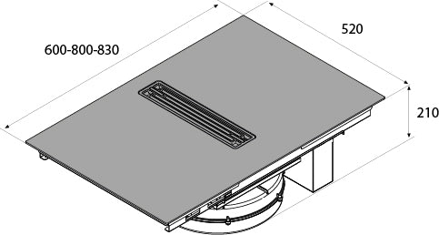 Airforce Artis Pro 80cm Aspirating Induction hob with central downdraft with on-board motor non scratch matt surface