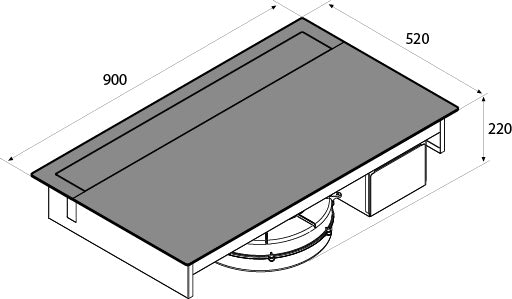 Airforce Slim Plus Aspirating 90cm Downdraft Induction Hob with Rear Downdraft with on-board Motor