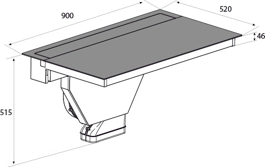 Airforce Innova Visio Plus Aspirating 90cm Induction hob with Rear Downdraft extraction with Vertical Rear Motor