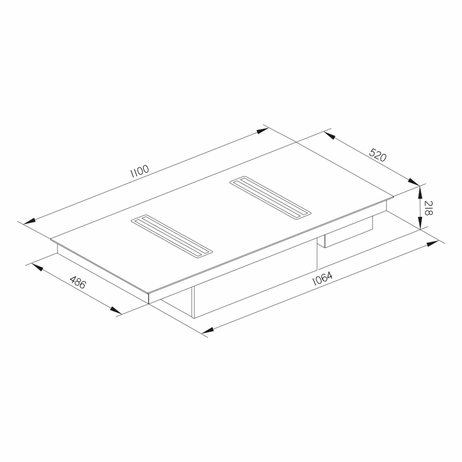 Esistyle 110cm 5 Zone Induction Hob with double downdraft extraction- E047000014