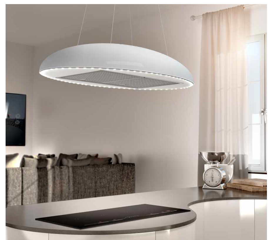 Airforce Eclipse 90cm Island Cooker Hood with LED Surround- Pearl White Finish