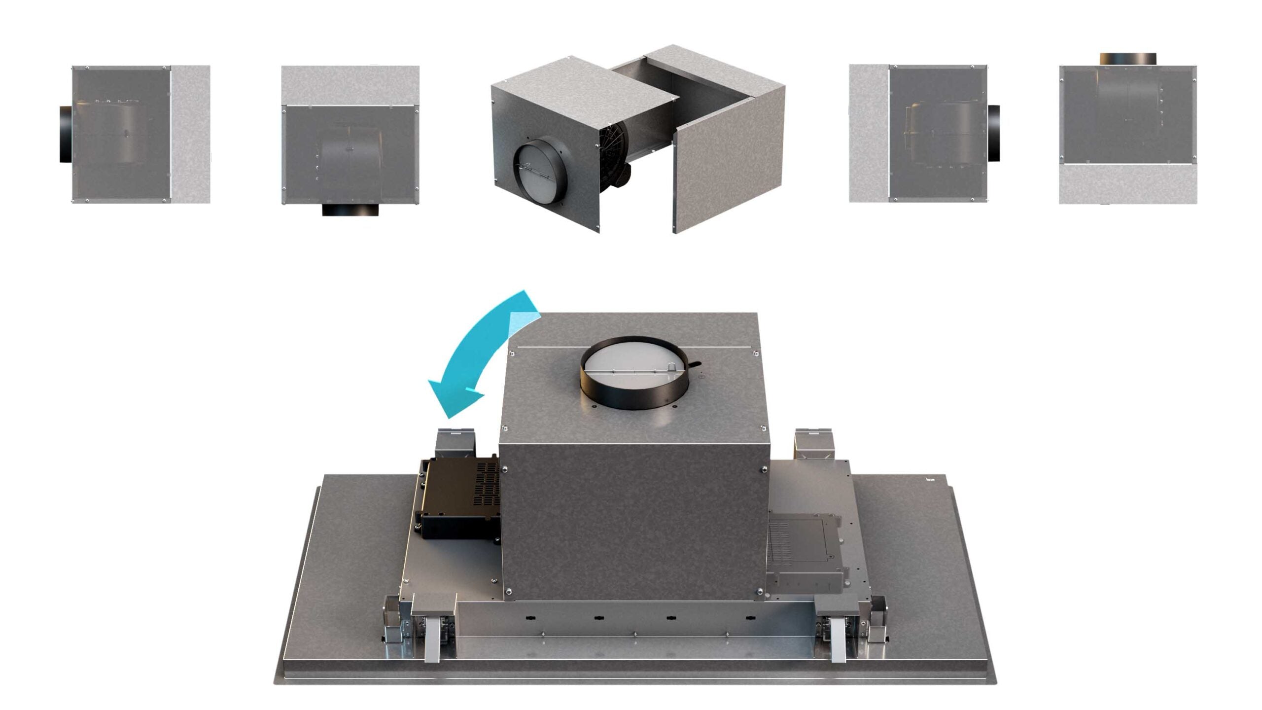 Airforce SILHOUETTE EASY UP Standard Motor 100cm Ceiling Mounted Cooker Hood with Remote Control in White Steel Finish