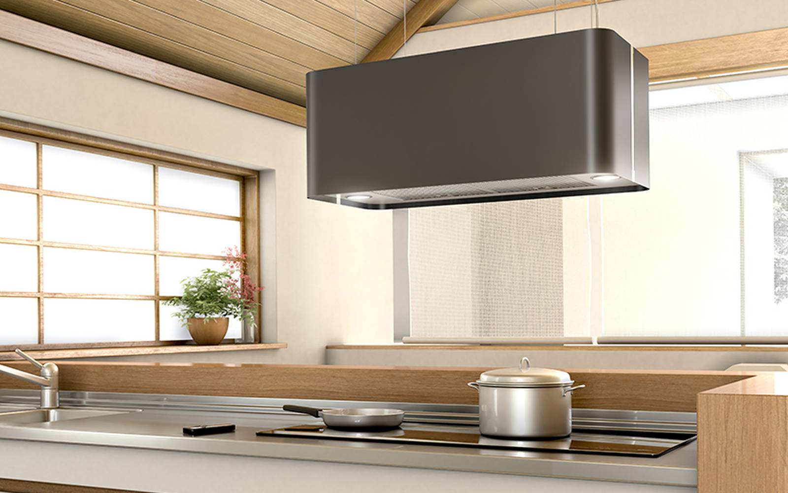 Airforce F181 XXL 70cm Island Cooker Hood in Satin Black Steel Finish with Remote control