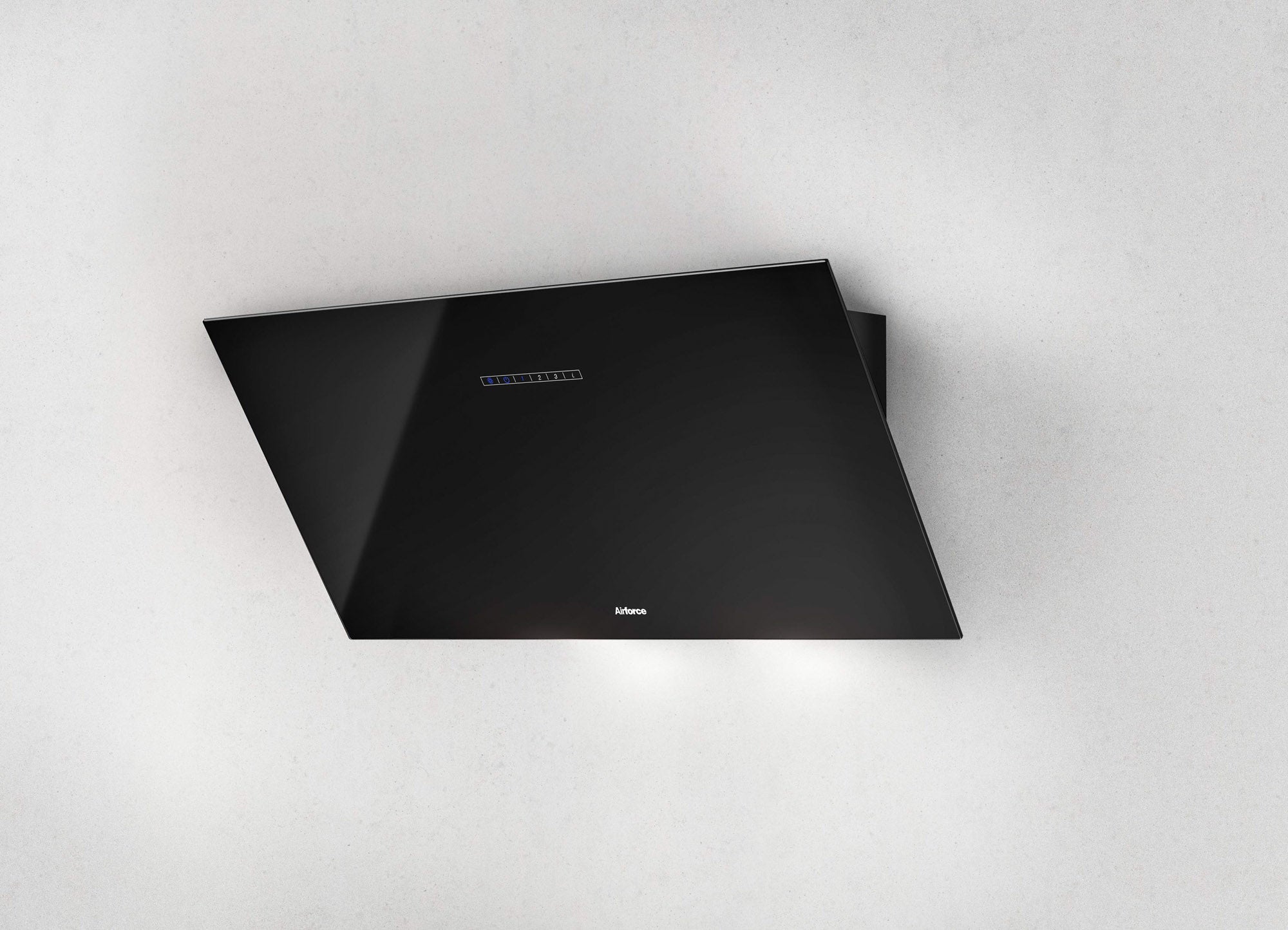 Airforce F203 90cm Automatic Angled Wall Mounted Cooker Hood with Touch Control- Black Glass