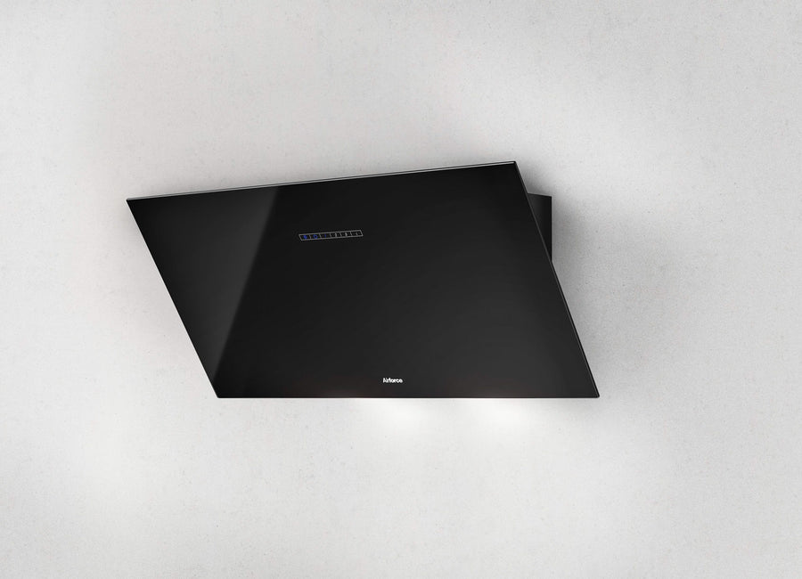 Airforce F203 60cm Angled Wall Mounted Cooker Hood with Touch Controls- Black Glass