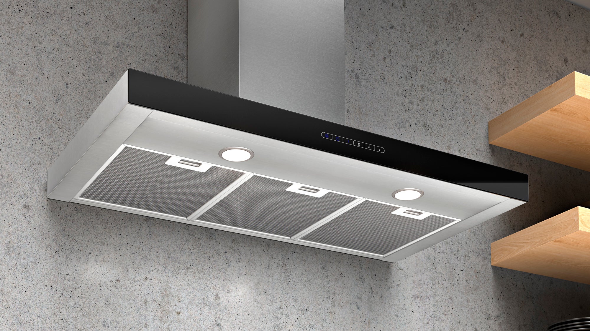 Airforce F205 90cm Wall Mounted Cooker Hood with Touch Control Glass Front in Stainless Steel Finish