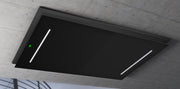 Airforce F207 100cm Easy Up Island Ceiling Cooker Hood with Black Steel Surround & Black Glass Panel