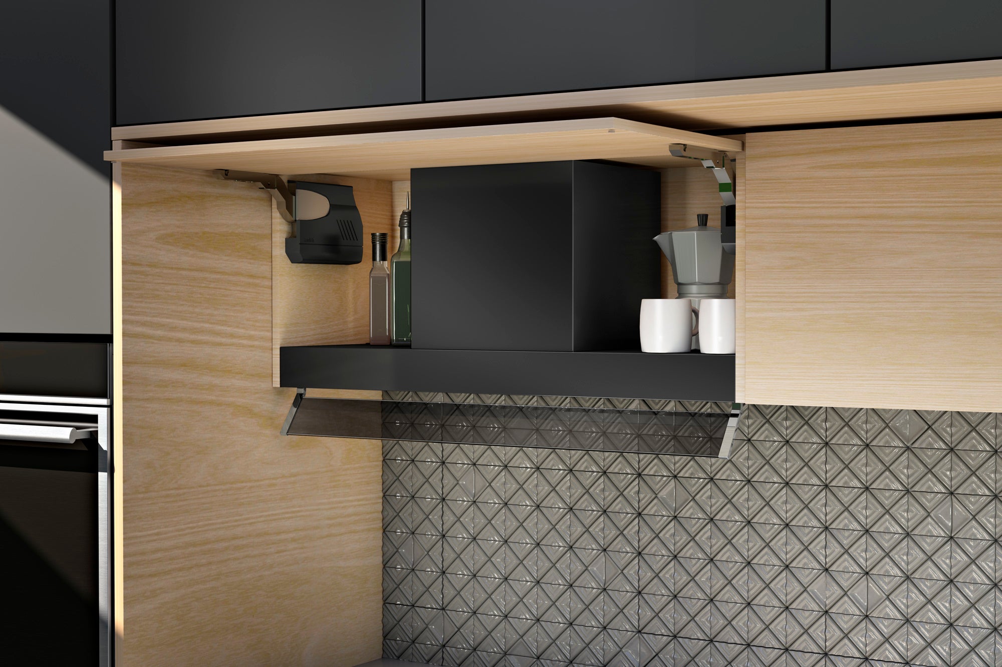 Airforce F300 120cm Built-In Cooker Hood with Smoked Glass Visor, Button Control in Black Satin Finish