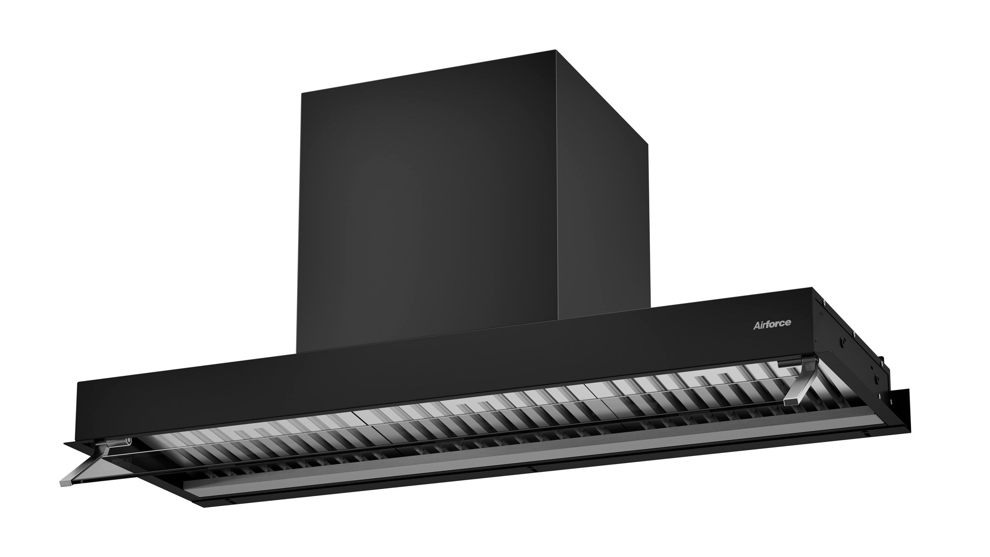 Airforce F300 No Drop 120cm Built-In Cooker Hood with Touch Controls- Black Finish with Adjustable Glass