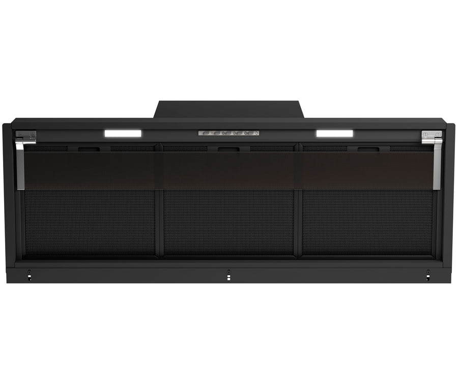 Airforce F300 120cm Built-In Cooker Hood with Smoked Glass Visor, Button Control in Black Satin Finish