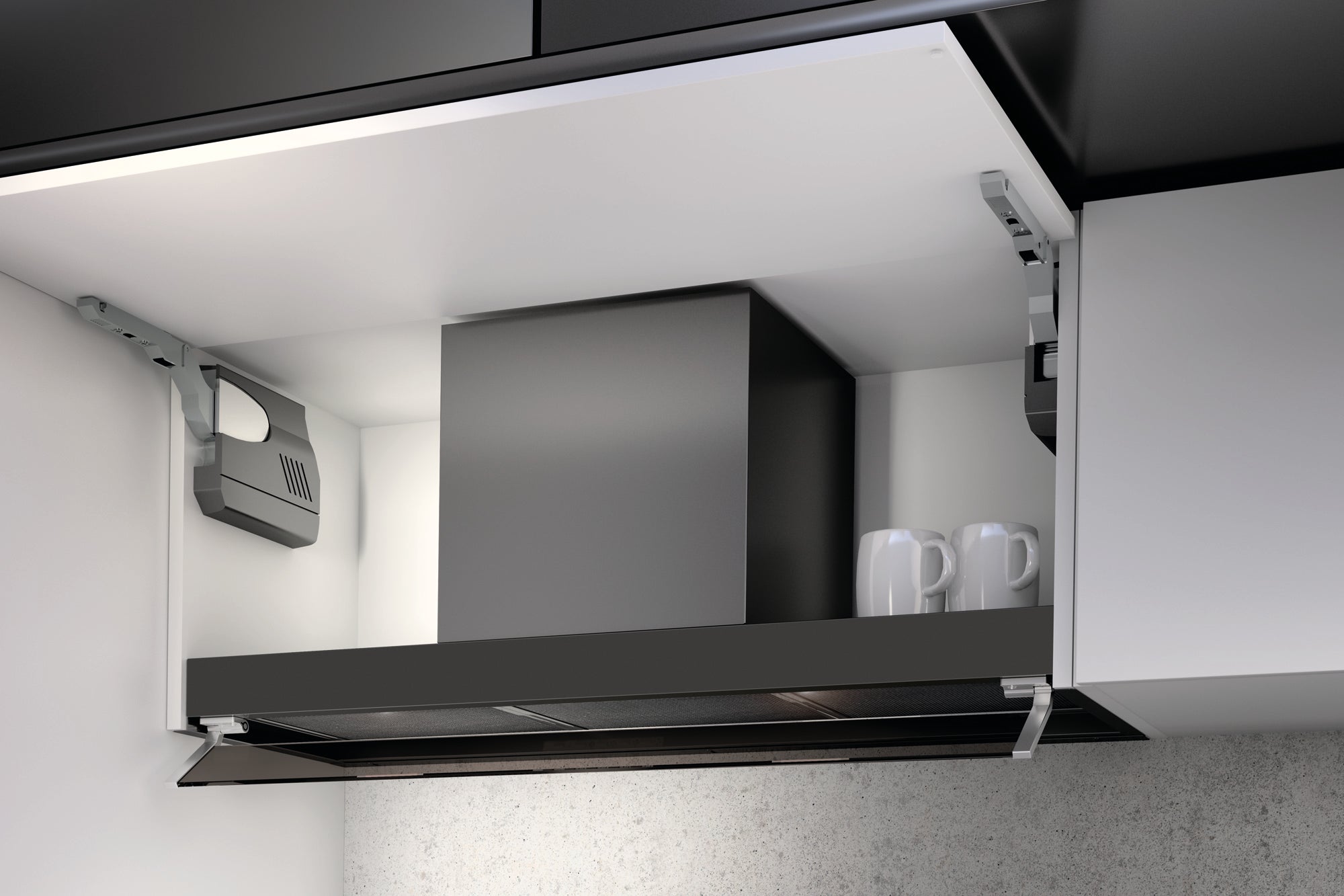 Airforce F300 60cm Built In Cooker Hood with Smoked Glass Visor Touch Button Control in Black Satin Finish