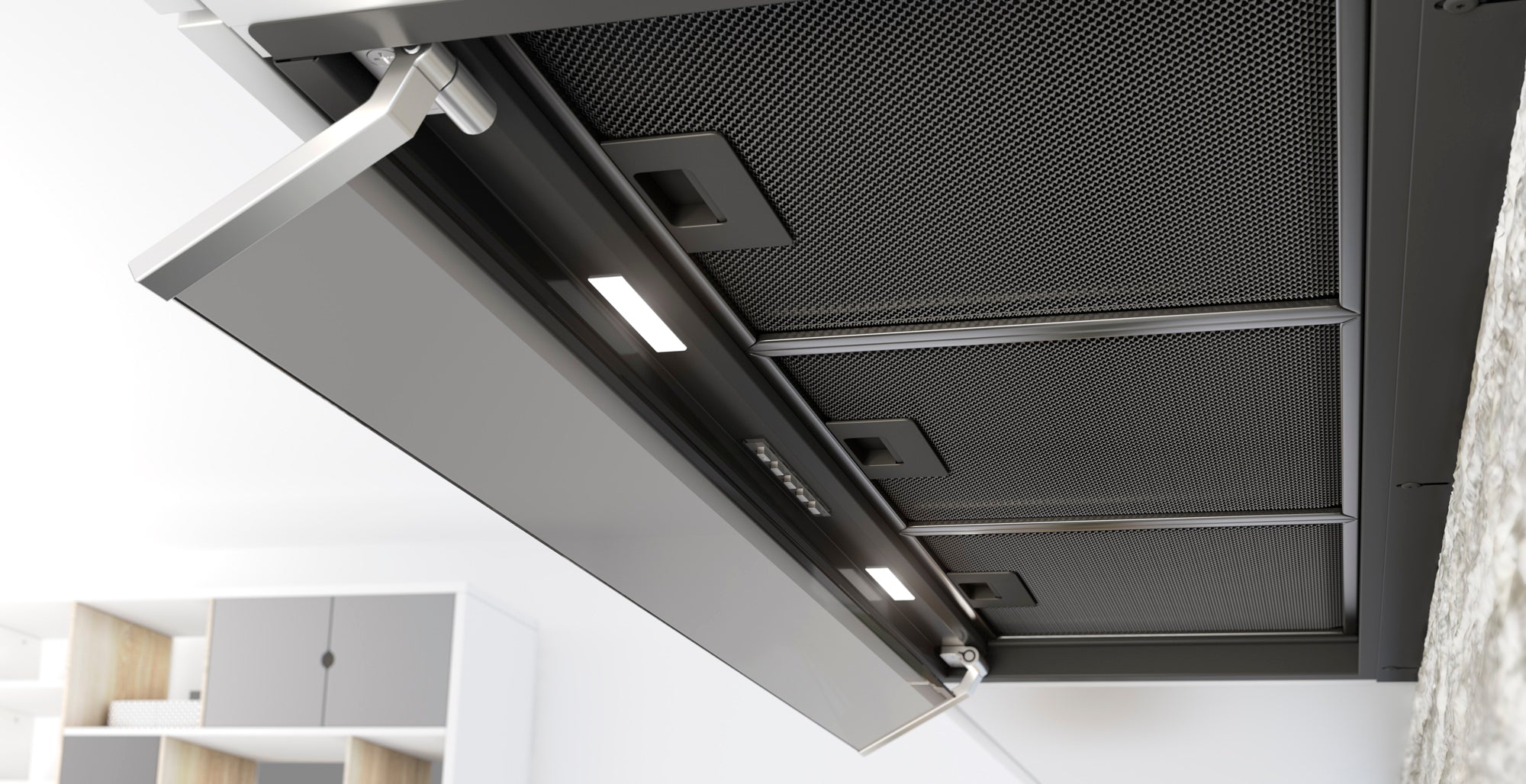 Airforce F300 90cm Built In Cooker Hood with Smoked Glass Visor, Touch Button controls in Satin Black finish