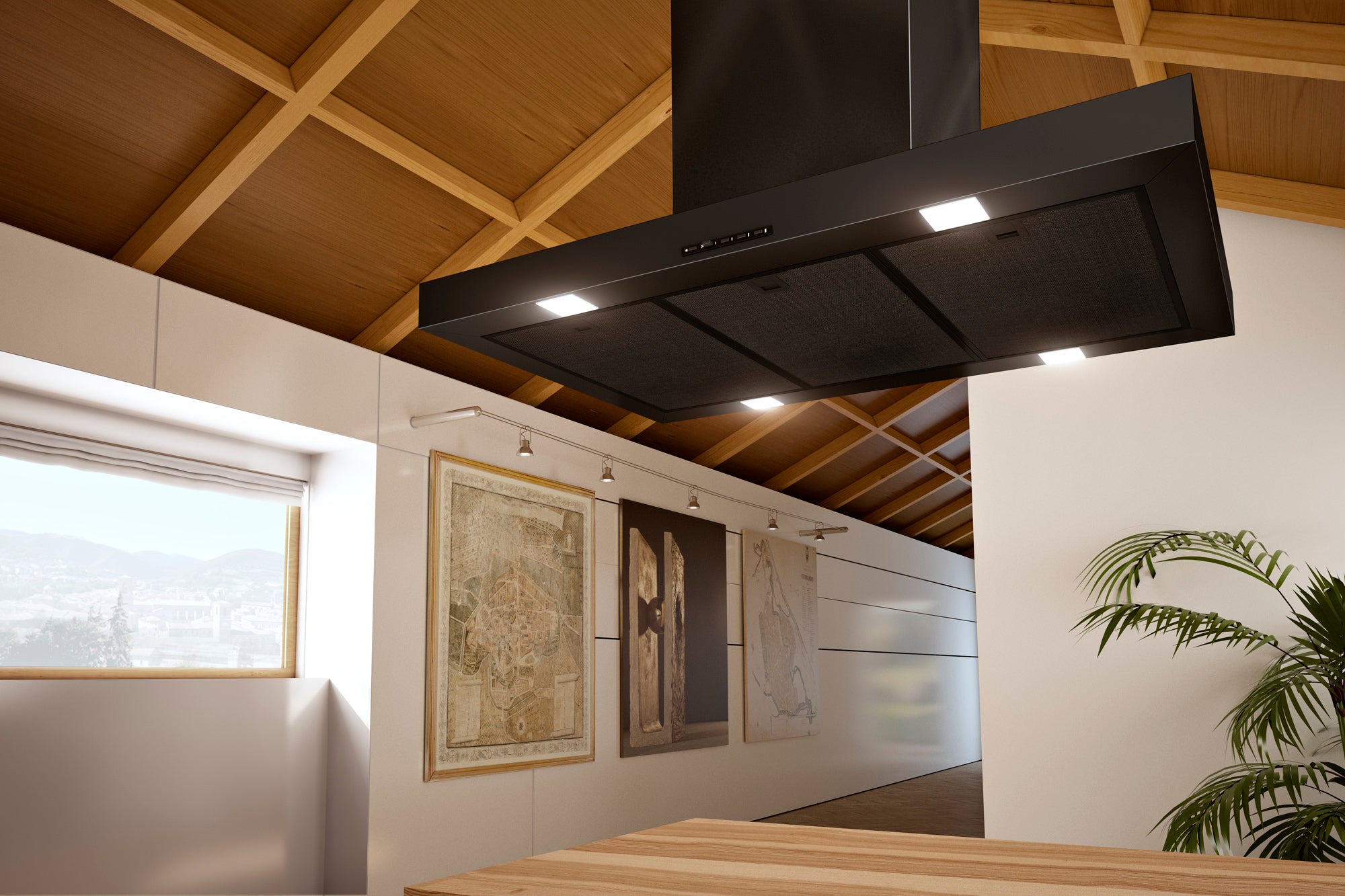 Airforce F54 90cm Island Cooker Hood with Touch Control in Complete Black Finish