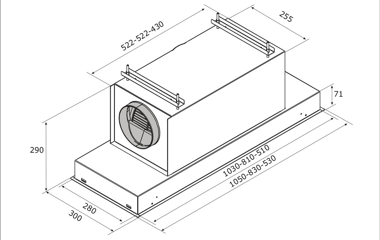 Airforce F96 TLC 83cm Ceiling Island Cooker Hood with Integra System - Stainless Steel