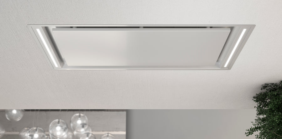 Airforce Silhouette Easy Up 100cm Ceiling Mounted Cooker Hood In White Steel  Finish