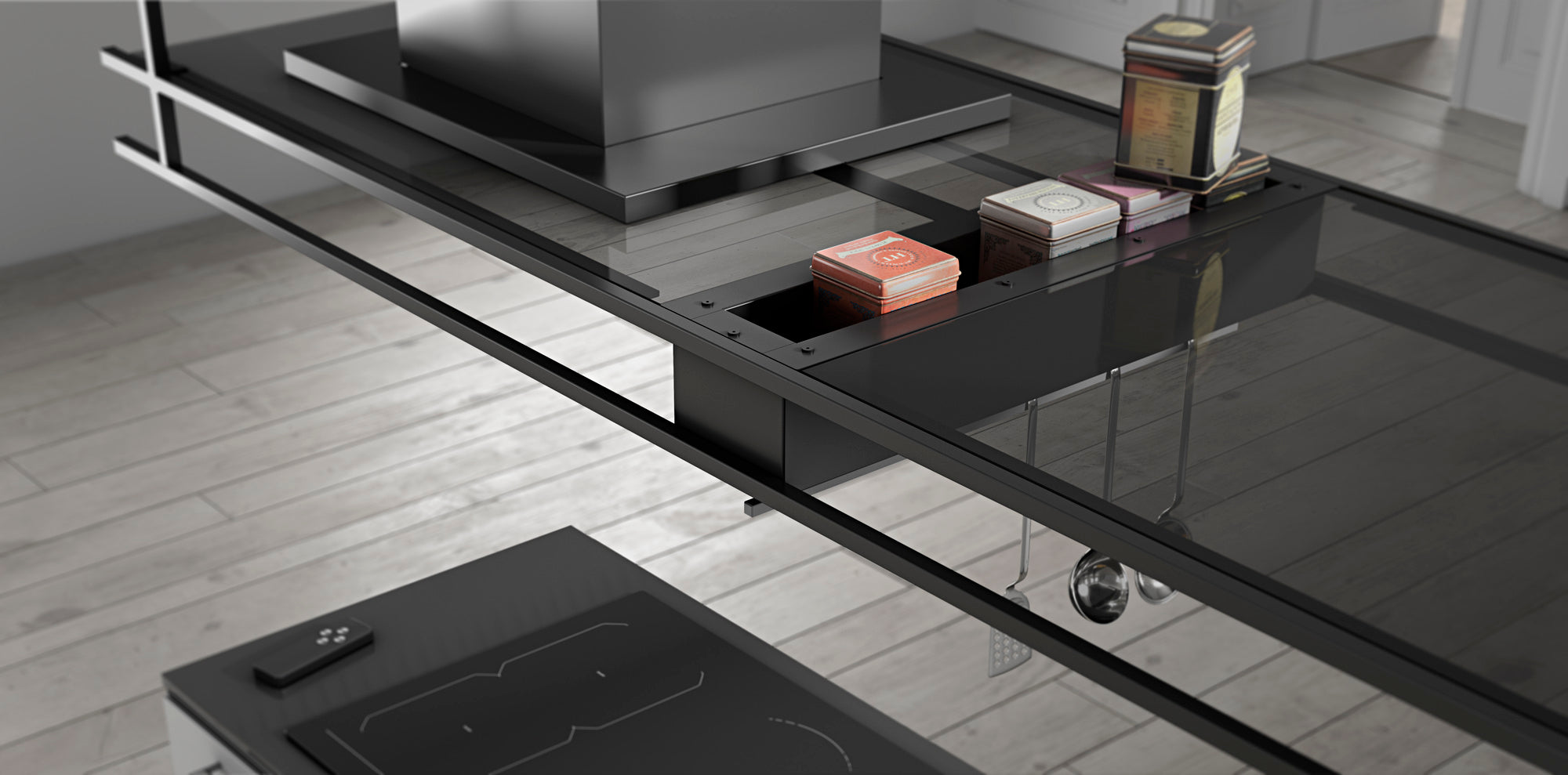 Airforce Frame 180cm Premium Island Cooker Hood - Antracite Finish