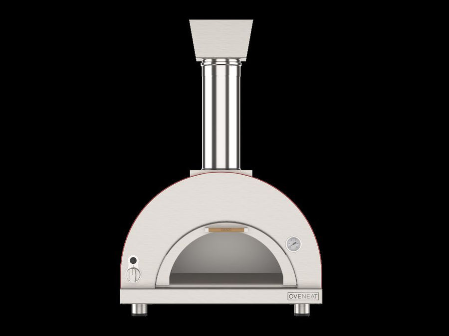 Oveneat GDD-2VR Red Double gas pizza oven with drop-down glass door includes pizza peel