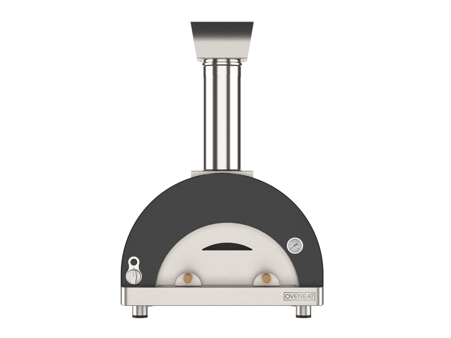 Oveneat GRX-2VG Charcoal Grey Gas Double Pizza Oven with Stainless Steel Door includes Pizza Peel