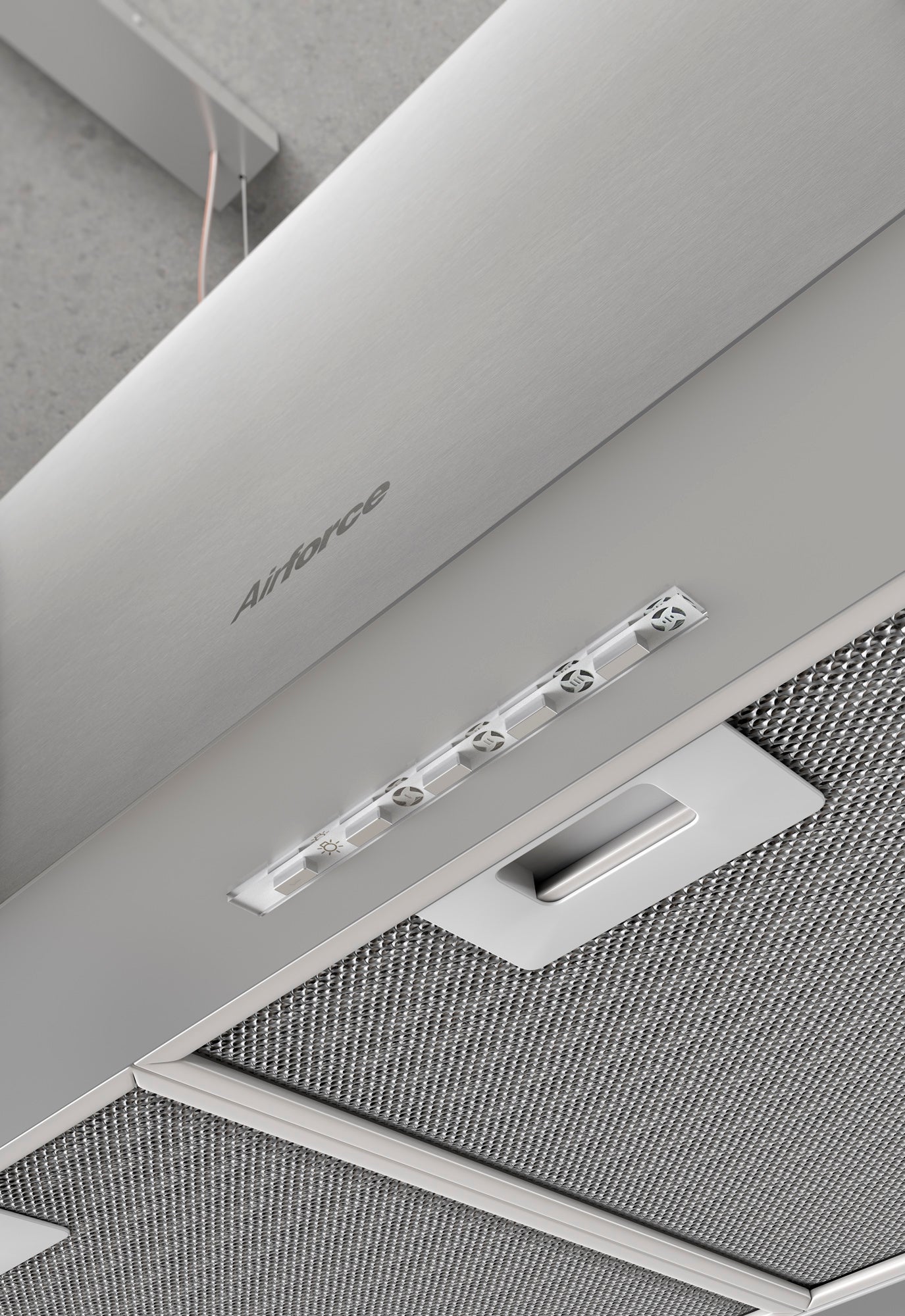 Airforce Gaia 100cm Island cooker hood with soft touch control & Integra ready in stainless steel finish