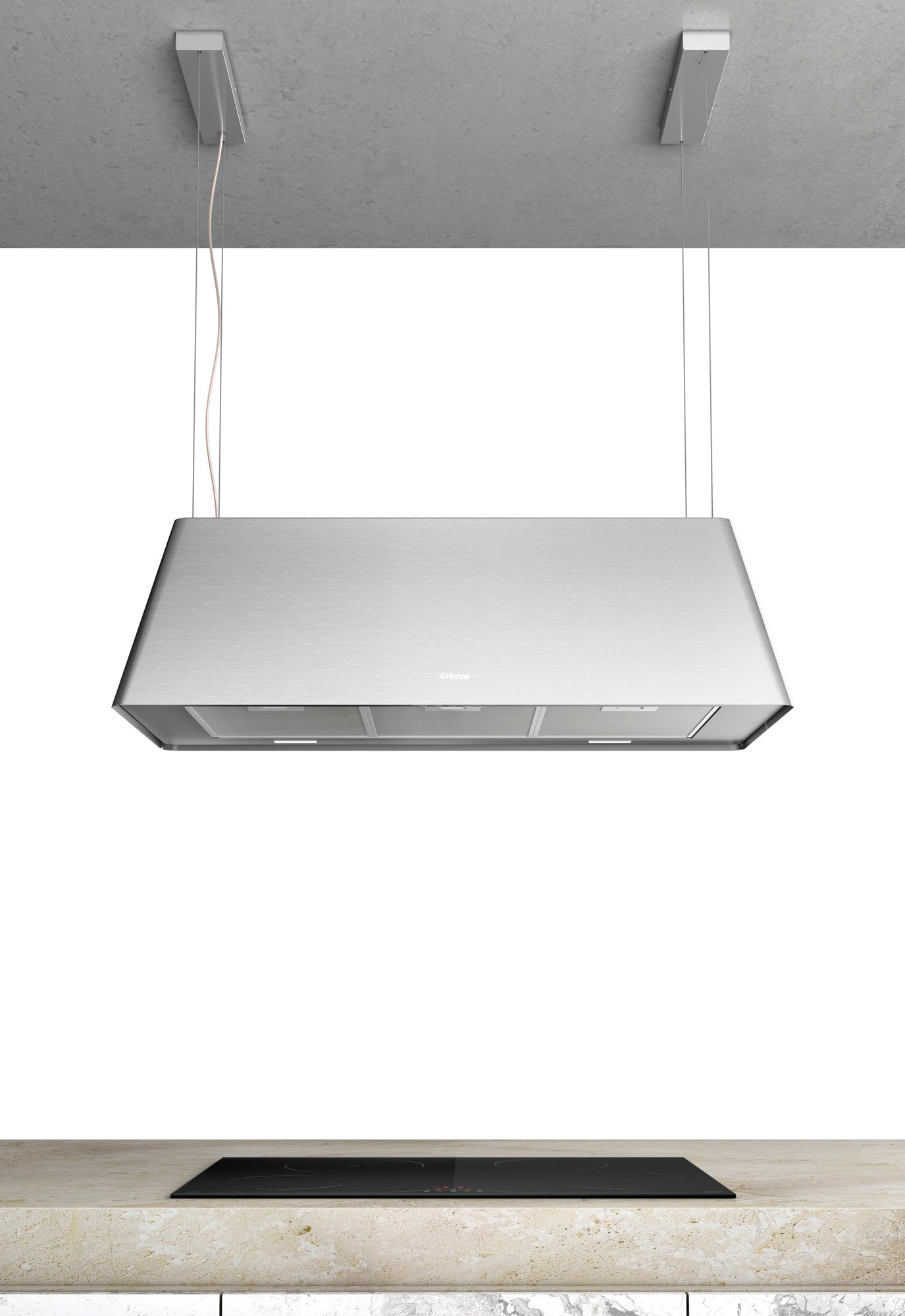 Airforce Gaia 100cm Island cooker hood with soft touch control & Integra ready in stainless steel finish