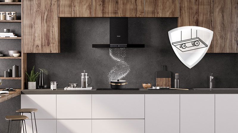 Clearance Haier HATS6DS46BWIFI 60cm Wall Mounted T shape Cooker hood in Black