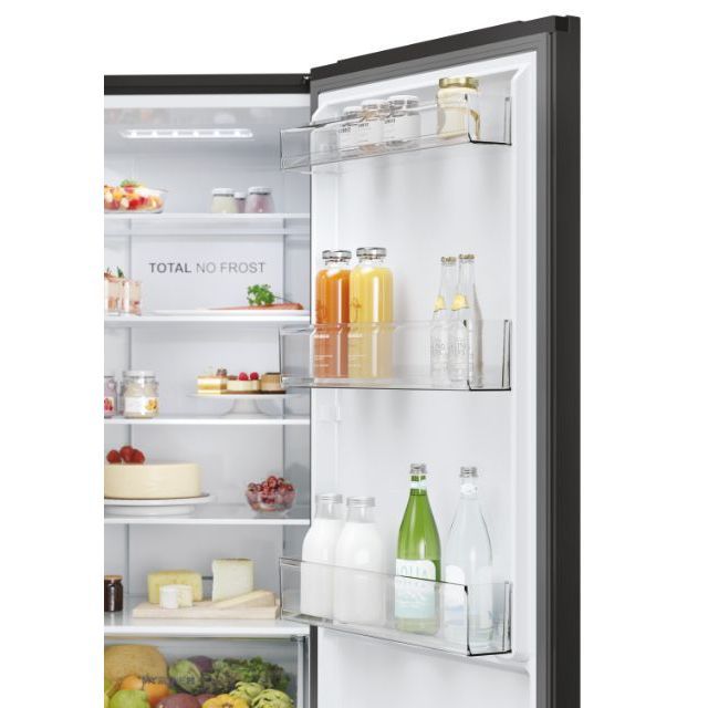 Clearance Haier HETR3619ENPB 60cm 3 Door Fridge Freezer in Slate Black