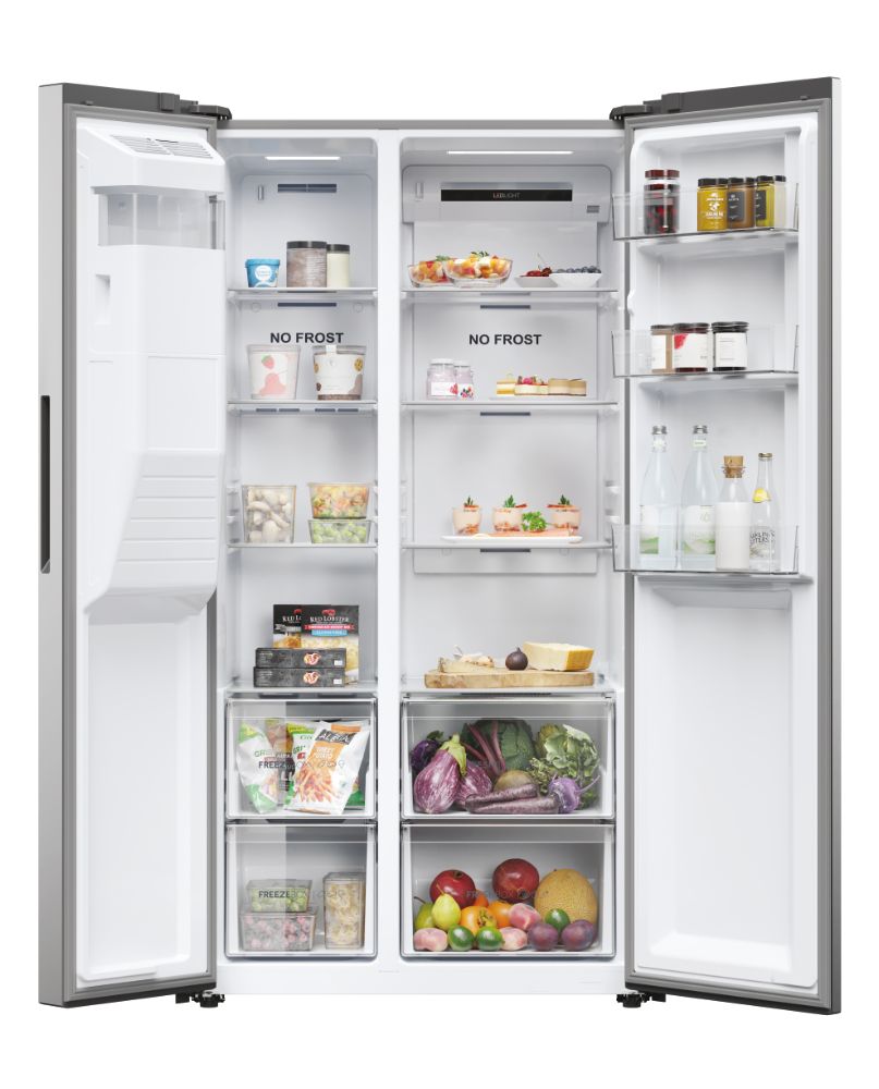 Haier HSR5918DIMP(UK) 177cm American Frigde Freezer No Frost Platinum Inox Finish